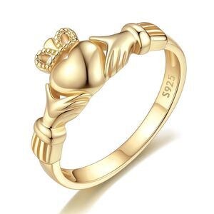Dainty Claddagh Ring Gold Plated Celtic Knot Irish Jewelry Size 8